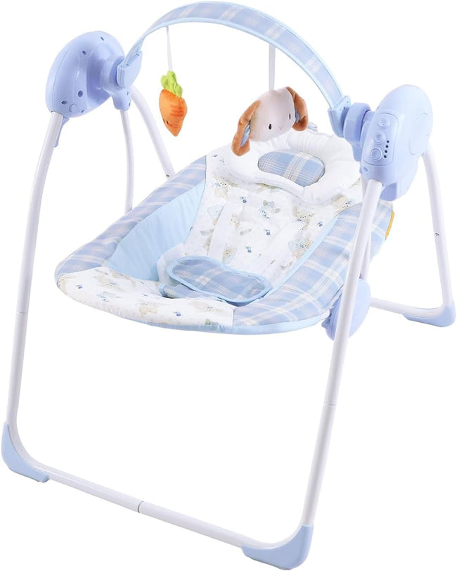 LADIDA Electric Baby Foldable Blue Bunny Baby Swing with Speed Control, Timer, Music & Toys 2401 Hover Image