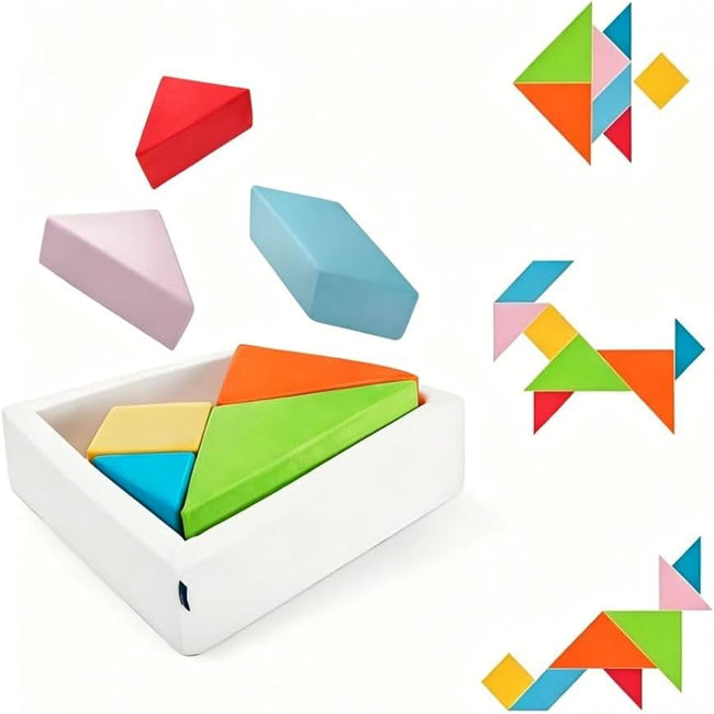 LADIDA Extra Large Kids Sofa & Toddler Sofa, 2-in-1 Tangram Puzzle Sofa with Unique Ball Pit (Balls Not Included), Comfy Modular Play Sofa for Toddlers (Rainbow) Hover Image