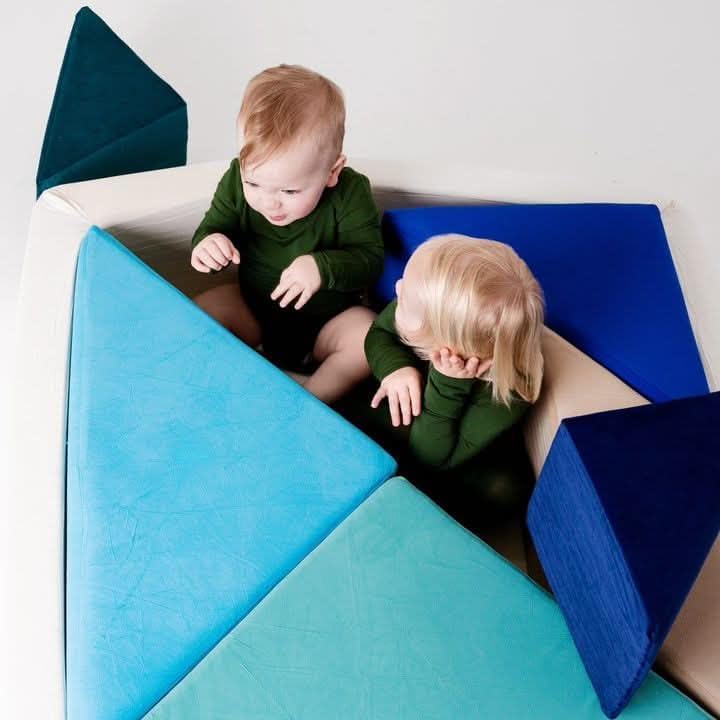 LADIDA Extra Large Kids Sofa & Toddler Sofa, 2-in-1 Tangram Puzzle Sofa with Unique Ball Pit (Balls Not Included), Comfy Modular Play Sofa for Toddlers (Ocean)