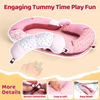 LADIDA 4-in-1 Baby Tummy Time Pillow & Seated Support Playmat,Easy to Clean,Cute Strawberry Design for 0-36Months Infant (Pink) 2501