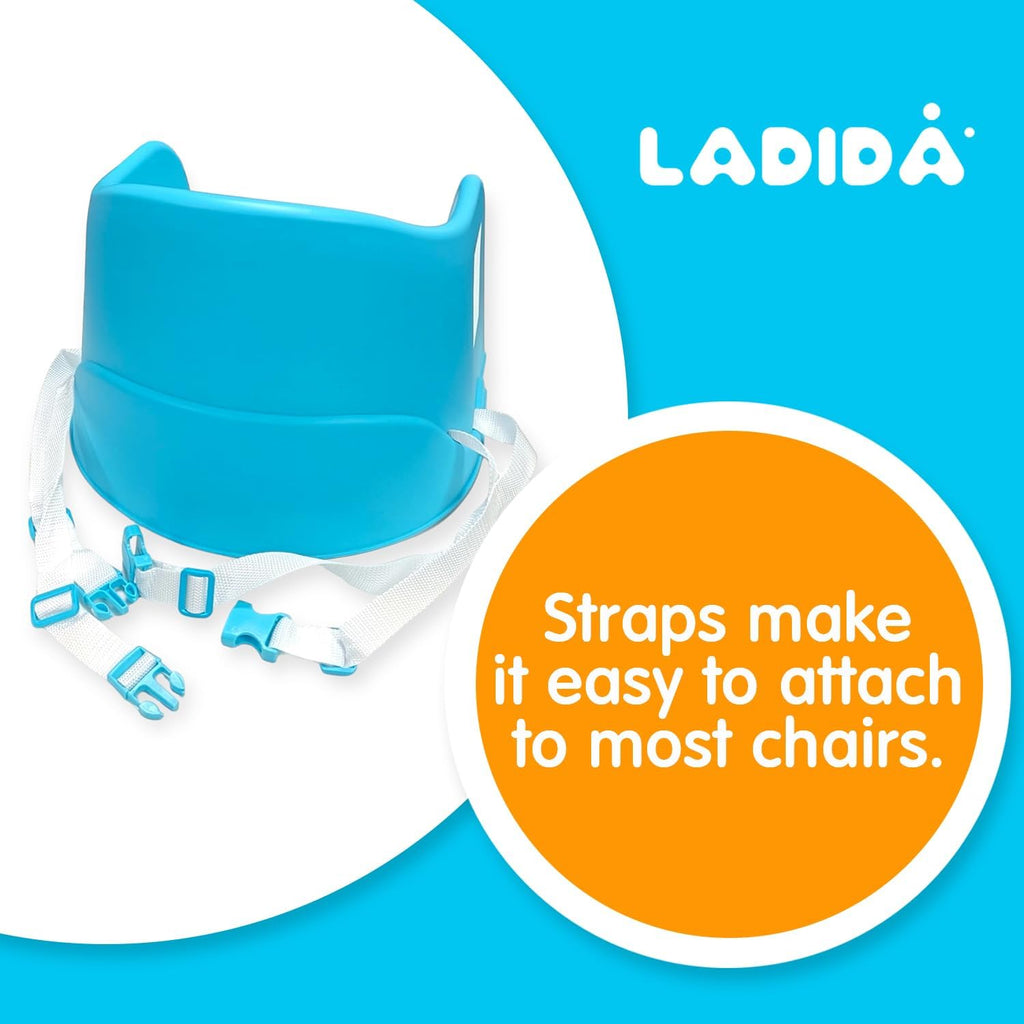 LADIDA Portable Booster Seat, Travel High Chair, Suitable for Feeding and Dining (Blue) 417