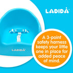 LADIDA Portable Booster Seat, Travel High Chair, Suitable for Feeding and Dining (Blue) 417