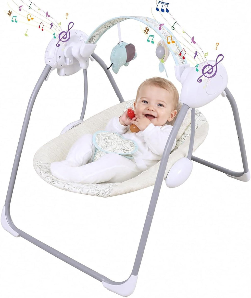 LADIDA Electric Baby Foldable Forest Party Baby Swing with Speed Control, Timer, Music & Toys 2404