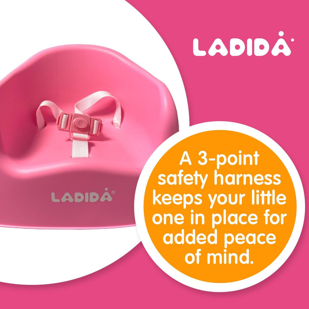 LADIDA Portable Booster Seat, Travel High Chair, Suitable for Feeding and Dining (Pink) 416