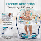 LADIDA Stationary Jumperoo Baby Bouncer Chair Acrobat - 360° Rotating Seat, Musical Toys, and Adjustable Heights (Nautical Activity Blue)