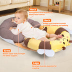 LADIDA 4-in-1 Baby Tummy Time Pillow & Seated Support Playmat,Easy to Clean,Cute Bee Design for 0-36Months Infant (Yellow) 2503
