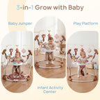 LADIDA Stationary Jumperoo Baby Bouncer Chair Acrobat - 360° Rotating Seat, Musical Toys, and Adjustable Heights (Brown Bear) 2502