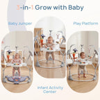 LADIDA Stationary Jumperoo Baby Bouncer Chair Acrobat - 360° Rotating Seat, Musical Toys, and Adjustable Heights (Grey Rabbit) 2504