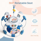 LADIDA Stationary Jumperoo Baby Bouncer Chair Acrobat - 360° Rotating Seat, Musical Toys, and Adjustable Heights (Blue Tiger) 2503