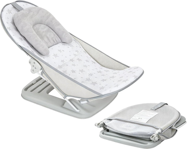 LADIDA Foldable Baby Bath Seat, Newborn Bath Seat with Adjustable Position, Collapsible Travel Bathtub for Infants 0-24 Months (286 Grey Bather) Hover Image