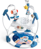 LADIDA Stationary Jumperoo Baby Bouncer Chair Acrobat - 360° Rotating Seat, Musical Toys, and Adjustable Heights (Blue Tiger) 2503