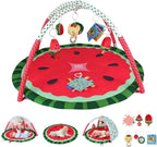 LADIDA Baby Play Mat & Gym, 3-in-1 Watermelon Tummy Time Mat, Oversize Baby Playmat for Babies with Sunshade, Non-Slip Washable Baby Mat, for Newborn, Suitable from Birth