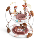 LADIDA Stationary Jumperoo Baby Bouncer Chair Acrobat - 360° Rotating Seat, Musical Toys, and Adjustable Heights (Brown Bear) 2502