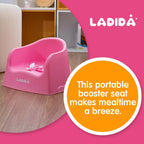 LADIDA Portable Booster Seat, Travel High Chair, Suitable for Feeding and Dining (Pink) 416