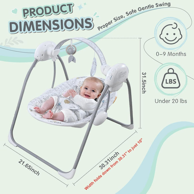 LADIDA Electric Foldable Baby Swing, Space‑Explorer with Speed Control, Timer & Built‑in Music, Model 2403 Main Image