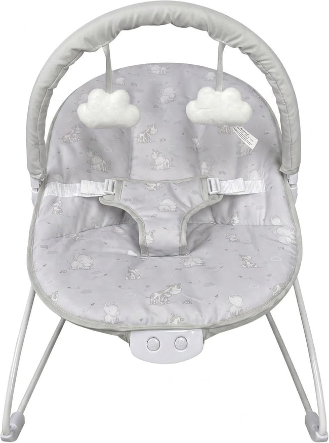 Grey Elephant Baby Bouncer with Removable Toy Bar, Soothing Music and Viberation - 144 Hover Image