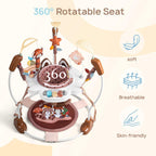 LADIDA Stationary Jumperoo Baby Bouncer Chair Acrobat - 360° Rotating Seat, Musical Toys, and Adjustable Heights (Brown Bear) 2502