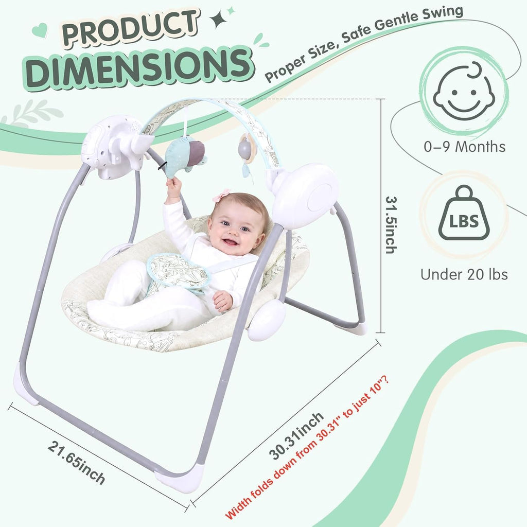 LADIDA Electric Baby Foldable Forest Party Baby Swing with Speed Control, Timer, Music & Toys 2404
