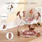 LADIDA Stationary Jumperoo Baby Bouncer Chair Acrobat - 360° Rotating Seat, Musical Toys, and Adjustable Heights (Brown Bear) 2502