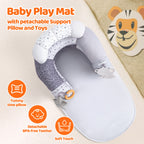 LADIDA 4-in-1 Baby Tummy Time Pillow & Seated Support Playmat,Easy to Clean for 0-36Months Infant (Grey) 2505