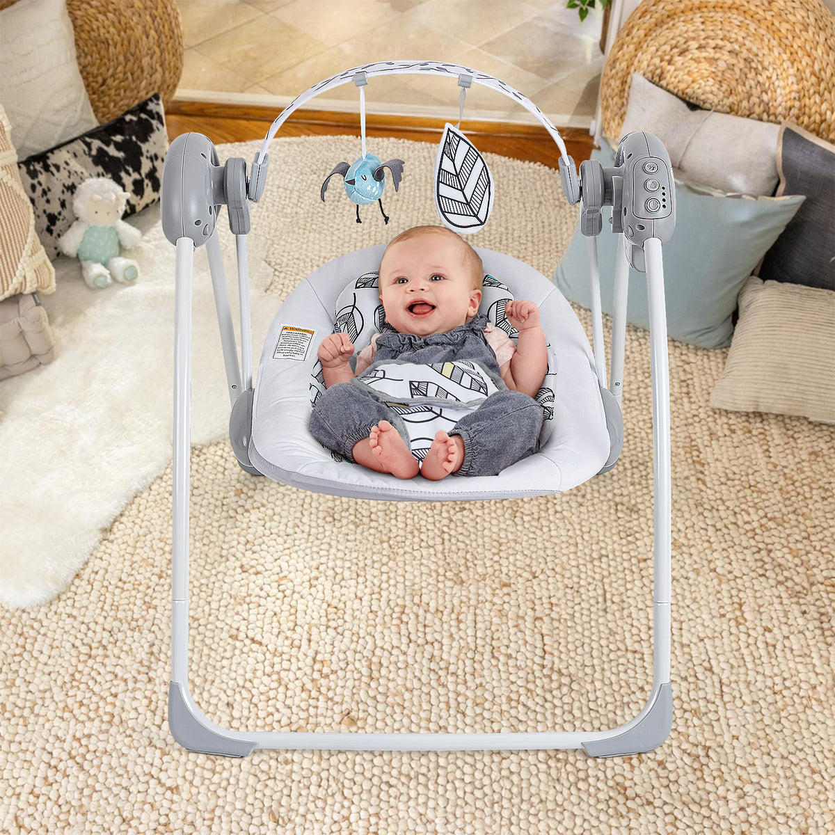 LADIDA Electric Foldable Baby Swing with Speed Control, Timer, Built‑in Music, Model 2301