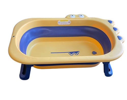 LADIDA Baby Bath Tub, Foldable Collapsible Toddler Bathtub, Basin, Small Pool for Newborn Infant, Toddler (Yellow)