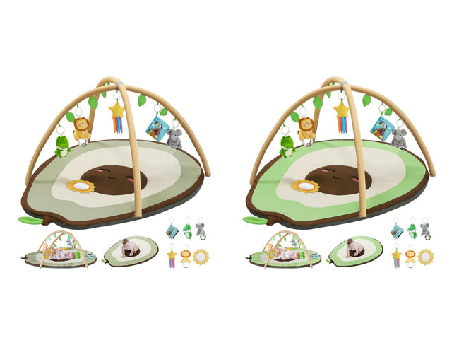 LADIDA Baby Play Mat - Large Avocado Shaped Playmat with 6 Detachable Toys | Newborn Activity Gym for 0+ Months| Sensory Playmat for Motor Skills,Washable Infant Baby Essentials Hover Image