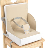 LADIDA Toddler Booster Seat,Portable Baby Booster for Dining Table,Travel Toddler Chair with Adjustable Straps,Lightweight,Compact Design, Easy to Clean (Beige)