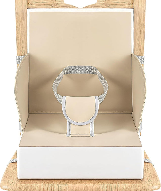 LADIDA Toddler Booster Seat,Portable Baby Booster for Dining Table,Travel Toddler Chair with Adjustable Straps,Lightweight,Compact Design, Easy to Clean (Beige) Main Image