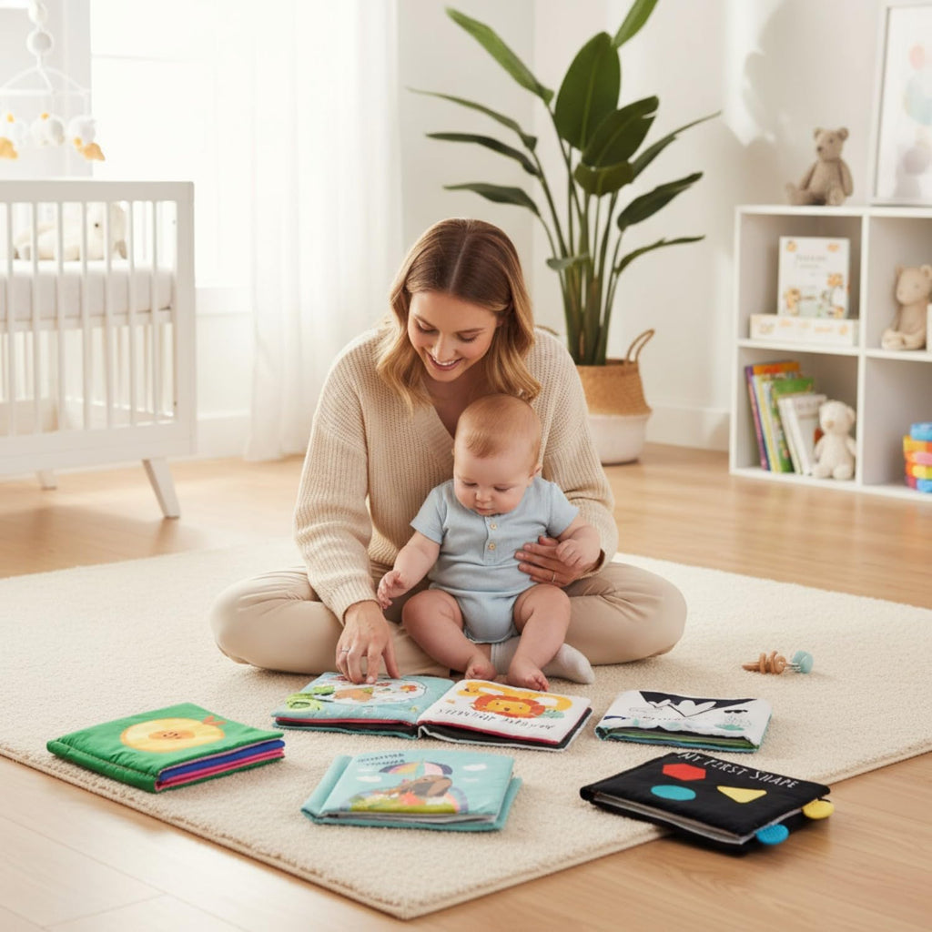 LADIDA 6 Pack Soft Baby Books 0-6 Months, Black and White High Contrast Sensory Toys, Washable Cloth Crinkle Books for Newborns, Baby Essentials for Early Educational Learning