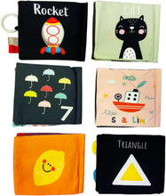 Load image into Gallery viewer, LADIDA 6 Pack Soft Baby Books 0-6 Months, Black and White High Contrast Sensory Toys, Washable Cloth Crinkle Books for Newborns, Baby Essentials for Early Educational Learning