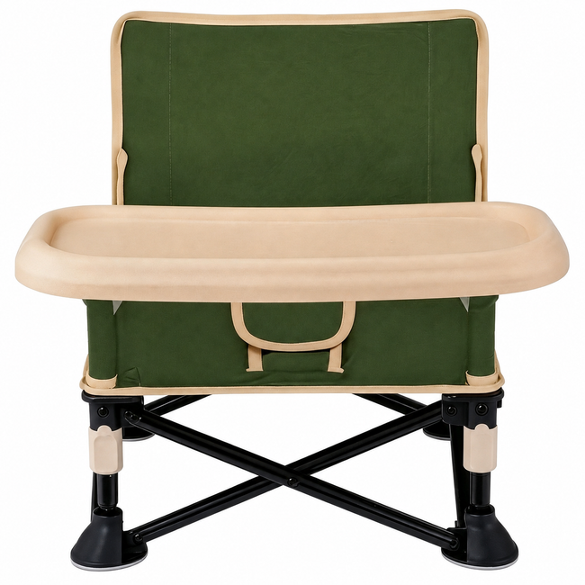 LADIDA Foldable Baby Travel Seat Booster Toddlers Dining Seat Removable Tray with Travel Bag Portable Folding Booster Feeding Chair for Children Toddlers Infants (Dark Green) 309 Hover Image