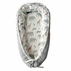 LADIDA Baby Nest Pod 100% Cotton, Soft Breathable & Washable | Ideal for infants aged 0–12 months, wraparound design delivers a cosy space for little boys and girls indoors (Grey Elephan)