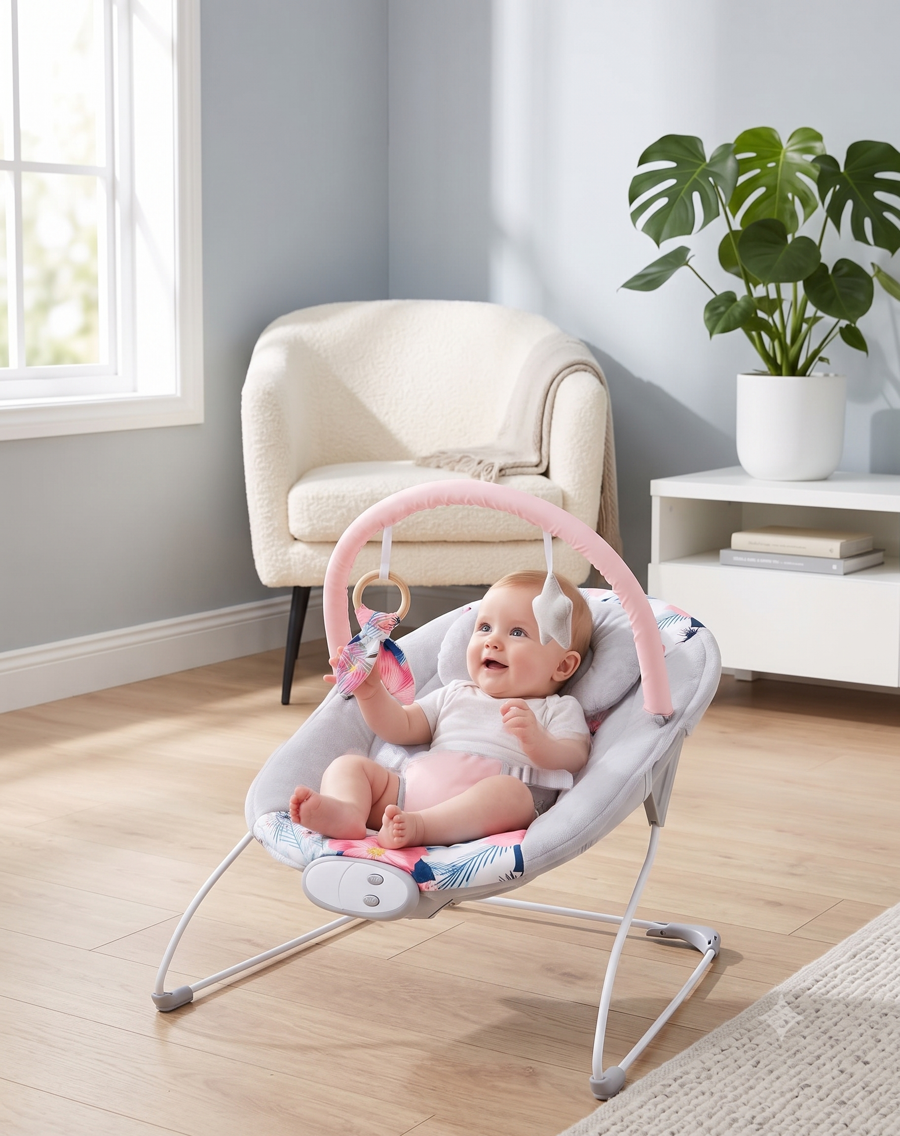 LADIDA Sakura Baby Bouncer With Soothing Music and Viberation-147