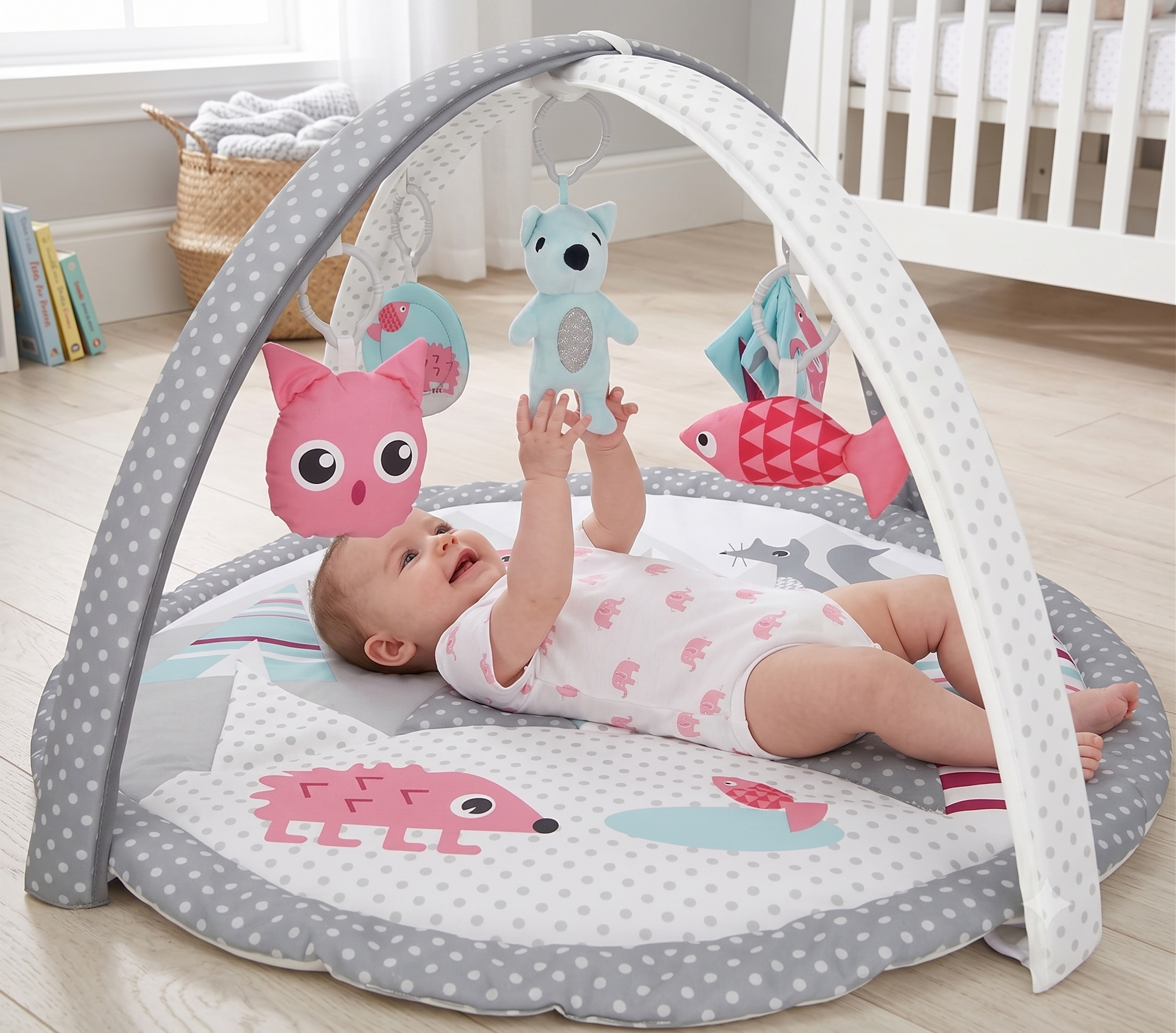 LADIDA Nordic Forest Soft Baby Play Mat Playgym with Removable Toy Arch and Toys -065