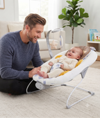 LADIDA Lion Baby Bouncer from Birth 0-6 Months, Vibrating Infant Seat with Removable Toy Bar,Baby-Rocker with 3 Speeds and 8 Soothing Songs, Portable and Lightweight (401)