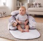 LADIDA 4-in-1 Baby Tummy Time Pillow & Seated Support Playmat,Easy to Clean for 0-36Months Infant (Grey) 2505