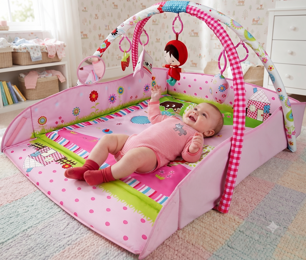 Pink 4 in 1 Large Baby Playmat with Light & Musical Toys