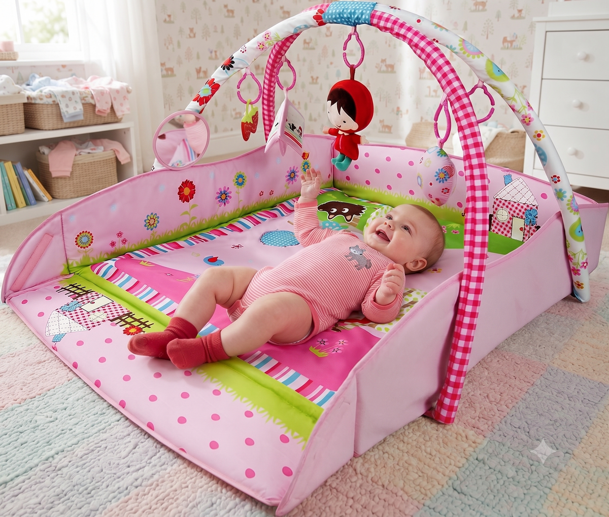 Pink 4 in 1 Large Baby Playmat with Light & Musical Toys