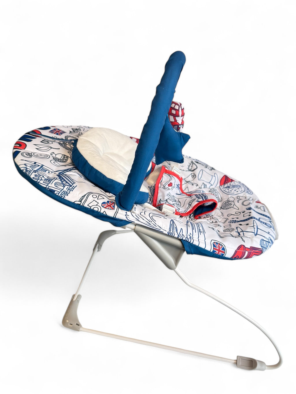 LADIDA London Theme My First Baby Bouncer with Soothing Music and Vibration, Removable Toy Bar with 2 Toys Suitable for Newborns - 322