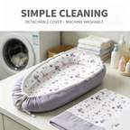 LADIDA Baby Nest Pod 100% Cotton, Soft Breathable & Washable | Ideal for infants aged 0–12 months, wraparound design delivers a cosy space for little boys and girls indoors (Lilac)