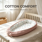 LADIDA Baby Nest Pod 100% Cotton, Soft Breathable & Washable | Ideal for infants aged 0–12 months, wraparound design delivers a cosy space for little boys and girls indoors (Pink)
