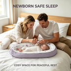 LADIDA Baby Nest Pod 100% Cotton, Soft Breathable & Washable | Ideal for infants aged 0–12 months, wraparound design delivers a cosy space for little boys and girls indoors (Lilac)