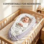 LADIDA Baby Nest Pod 100% Cotton, Soft Breathable & Washable | Ideal for infants aged 0–12 months, wraparound design delivers a cosy space for little boys and girls indoors (Lilac)