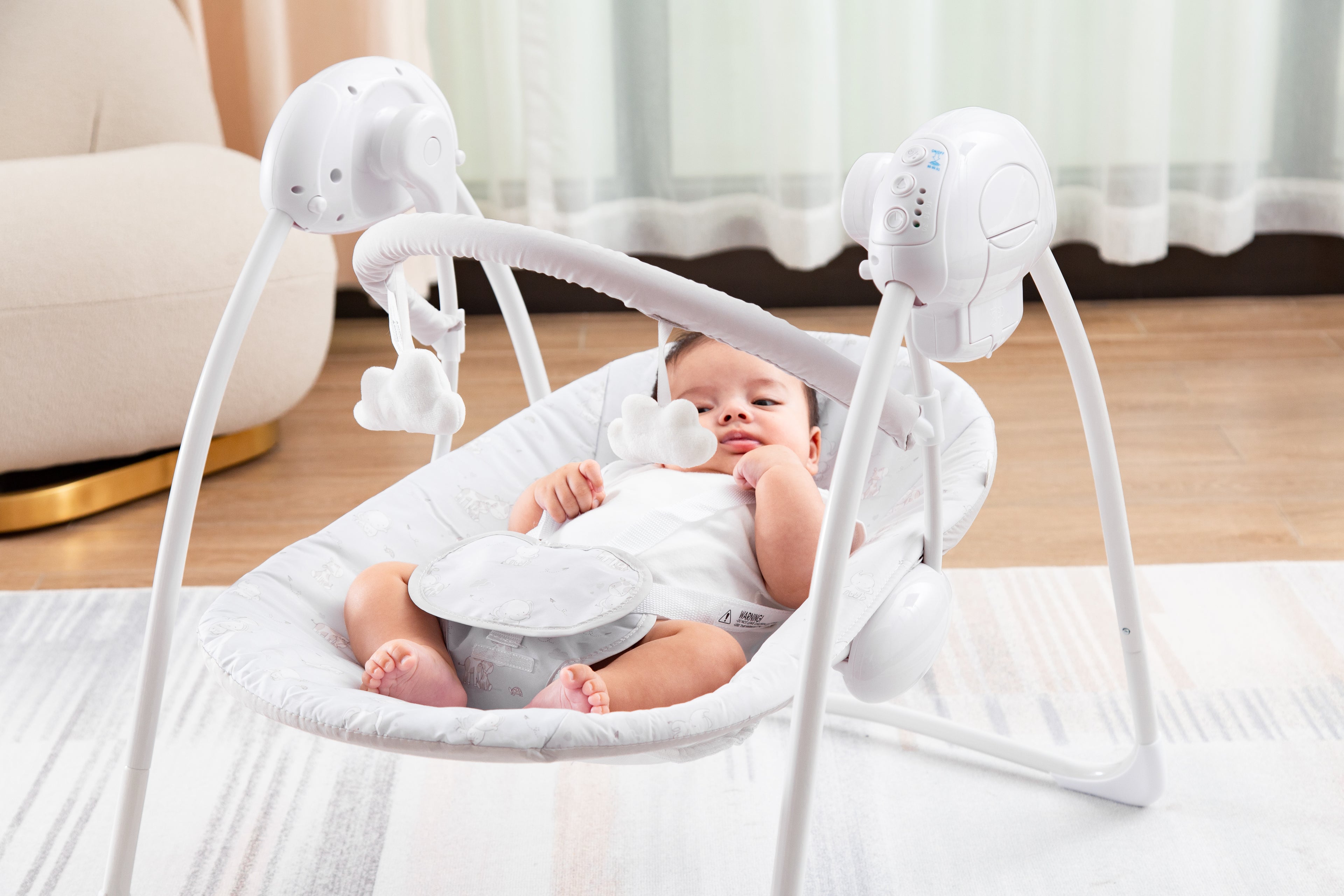 Grey Elephant Electric Baby Swing with Adjustable Speed, Time Control and Music 143