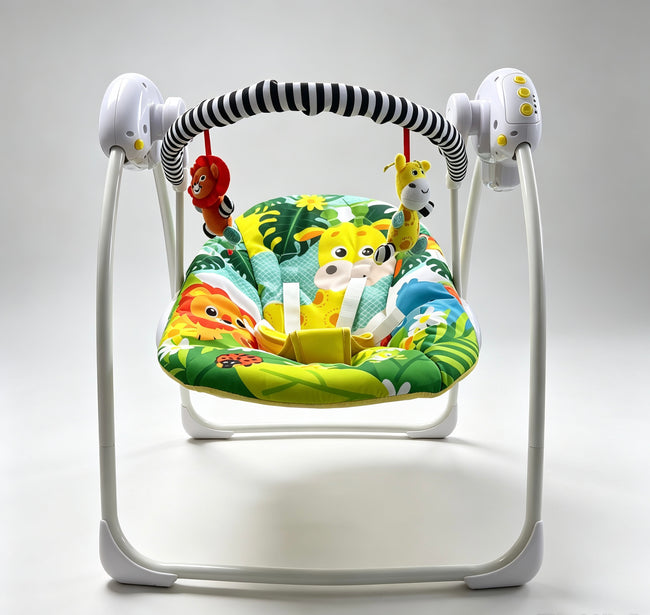 Bright Colour Safari Theme Electric Baby Swing with Adjustable Speed, Time Control and Music 693 Main Image