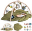 LADIDA Baby Play Mat & Activity Center for Newborns, Leaf-Shaped Play Gym with 8 Detachable Toys to Encourage Motor Skills and Sensory Exploration, Extra Large Tummy Time Mat