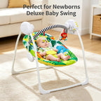 Bright Colour Safari Theme Electric Baby Swing with Adjustable Speed, Time Control and Music 693