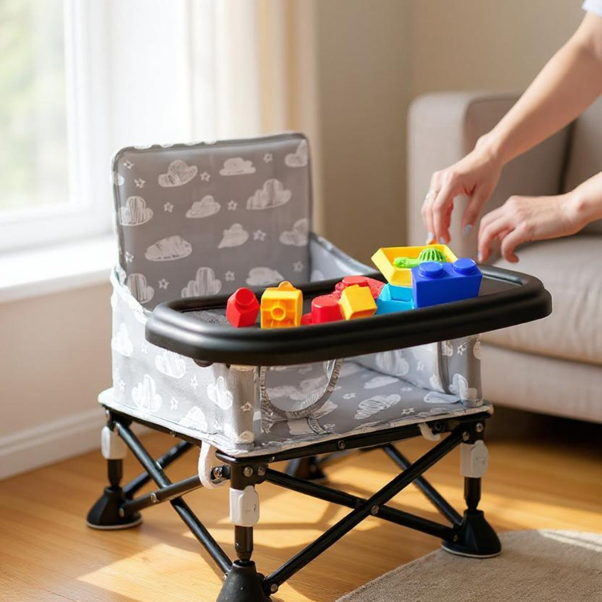 LADIDA Baby Seat Booster Toddlers Dining Seat Removable Tray with Travel Bag Portable 304