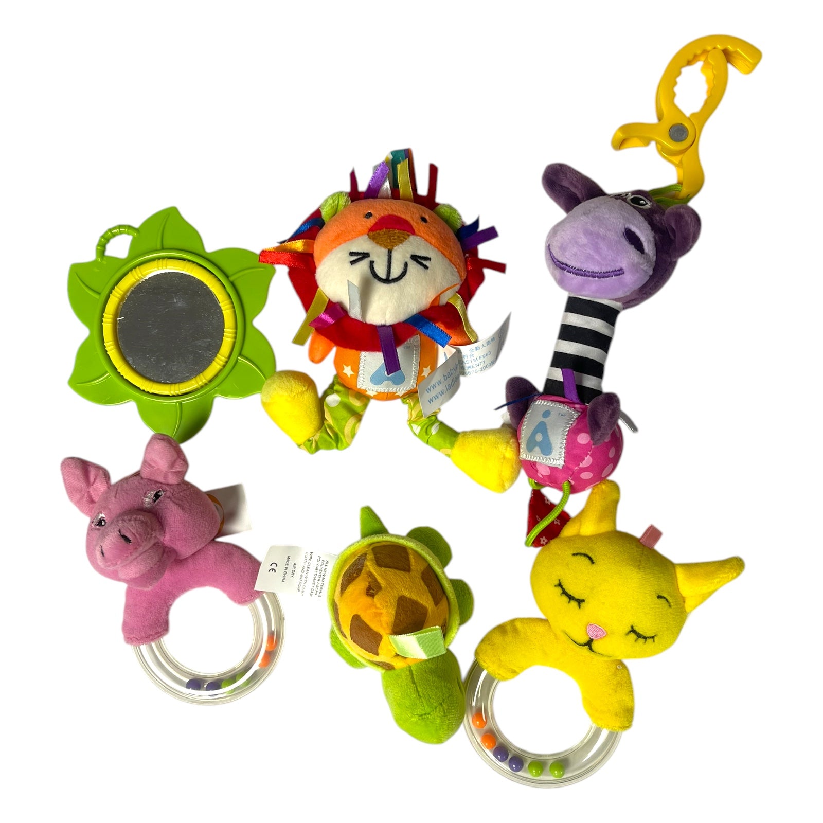 LADIDA Clip on Soft Baby Toys 6pcs, toys, Cot, Pushchair. 0+months Girl Style